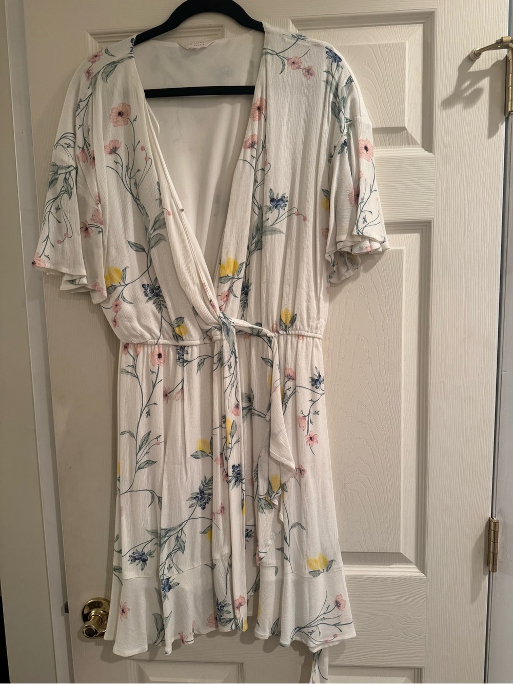 LC Lauren Conrad White Floral Tie-Front Mini Dress